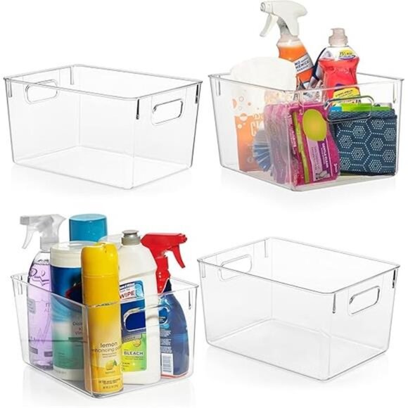 Clear Plastic Storage Bins – Pantry Organizers & Storage Containers Cabinet - Picture 7 of 7